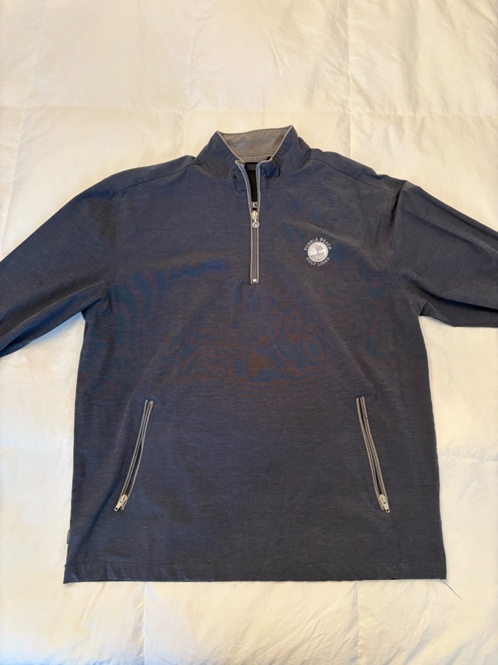Pebble Beach Men's Quarter-Zip Pulloever - Navy Blue Size L